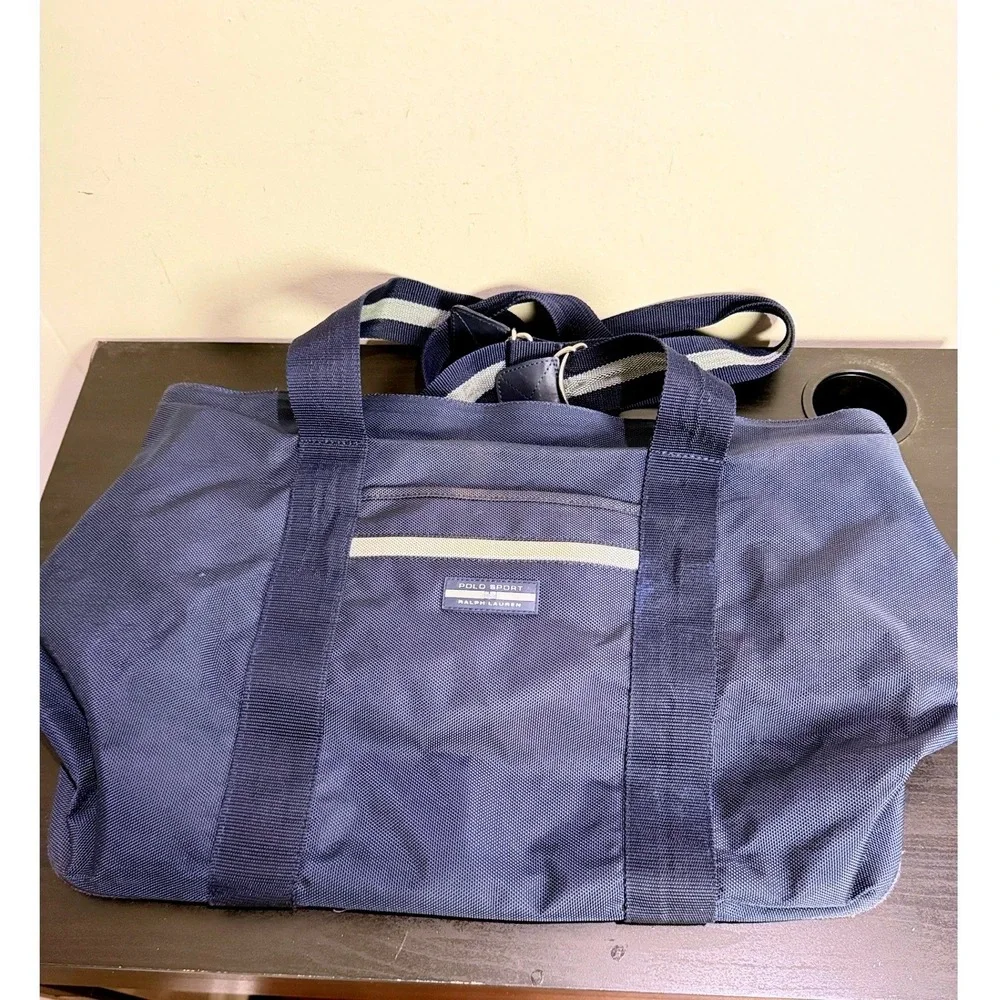 Polo Sport Ralph Lauren Navy Canvas Travel Weekend Tote Bag Vintage Blue